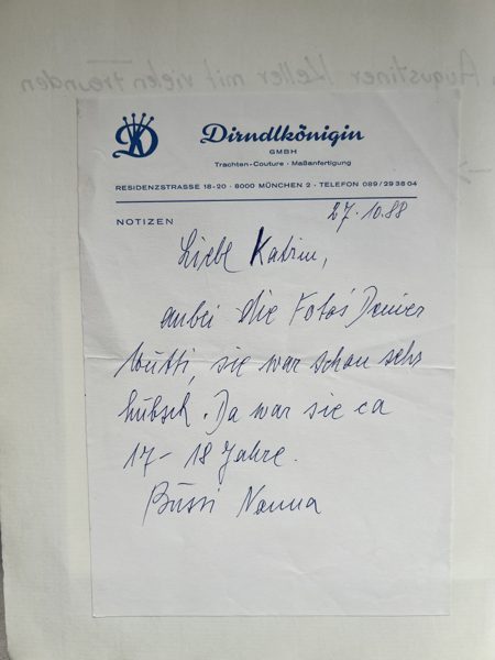 Eine handschriftliche Nachricht — Aufnahme aus dem Familienalbum