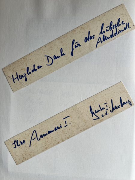 Persönliche Widmungen — Aufnahme aus dem Familienalbum